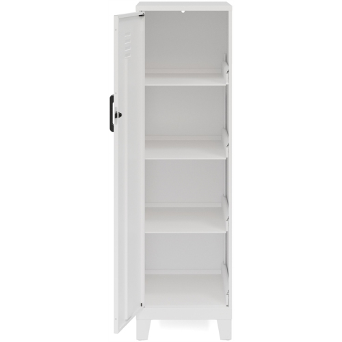 Space Solutions 53.38"H 4 Shelf Metal Storage Locker Cabinet 3" Legs Pearl White