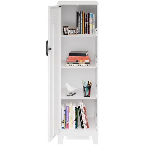 Space Solutions 53.38"H 4 Shelf Metal Storage Locker Cabinet 3" Legs Pearl White