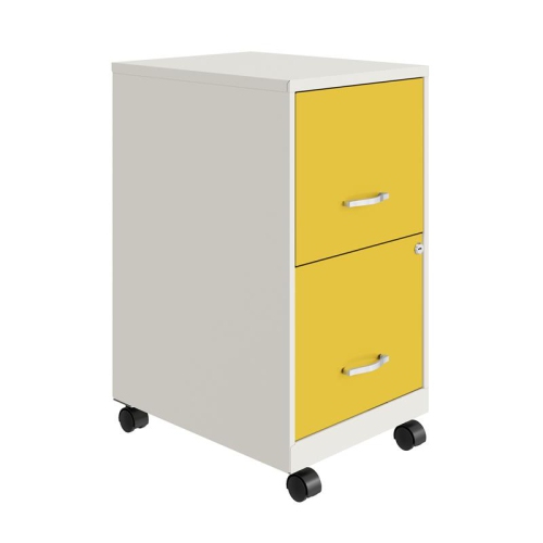 HIRSH INDUSTRIES LLC  Space Solutions 18" 2 Drawer Mobile Metal Vertical File Cabinet White/goldfinch