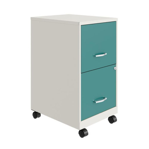 Hirsh Soho Smart File Space Solutions Vertical Filing Cabinet Mobile 2 Drawers Metal Teal Pearl White Other