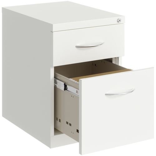 Hirsh 20" D Metal Mobile Pedestal File Cabinet 2 Drawer Box-File White