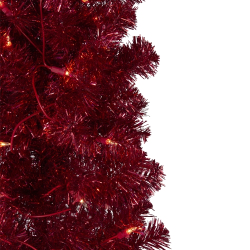 6' Pre-Lit Pencil Red Artificial Christmas Tree - Clear Lights