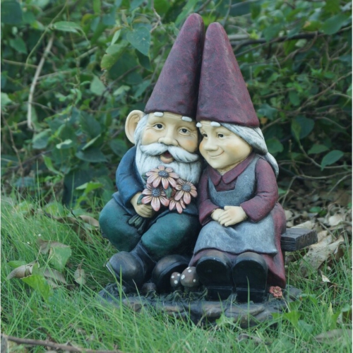 Hi-Line Gift Ltd Old Gnome Couple On Bench