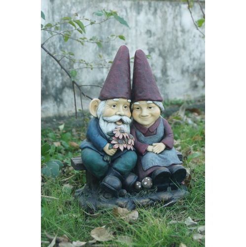 Hi-Line Gift Ltd Old Gnome Couple On Bench