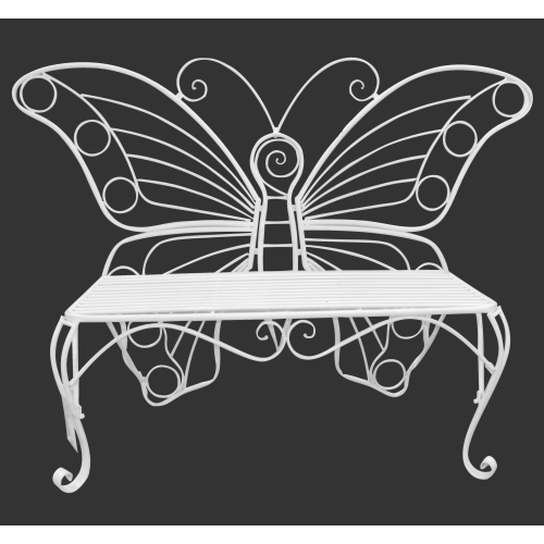 Hi-Line Gift Ltd White Metal Butterfly Bench