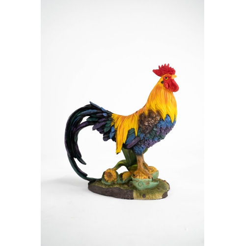Hi-Line Gift Ltd Coloured Rooster Standing On Corn Garden Statue