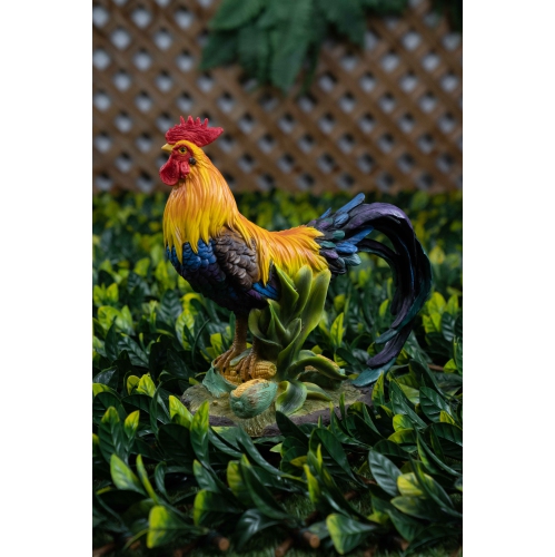 Hi-Line Gift Ltd Coloured Rooster Standing On Corn Garden Statue
