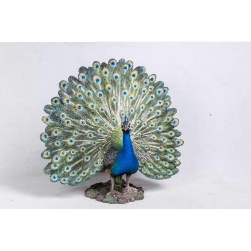 Hi-Line Gift Ltd Peacock with Feathers Out Garden Statue