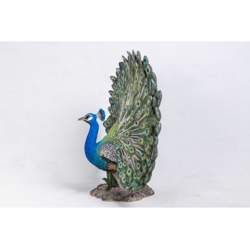 Hi-Line Gift Ltd Peacock with Feathers Out Garden Statue