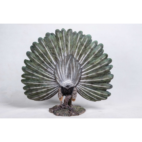 Hi-Line Gift Ltd Peacock with Feathers Out Garden Statue