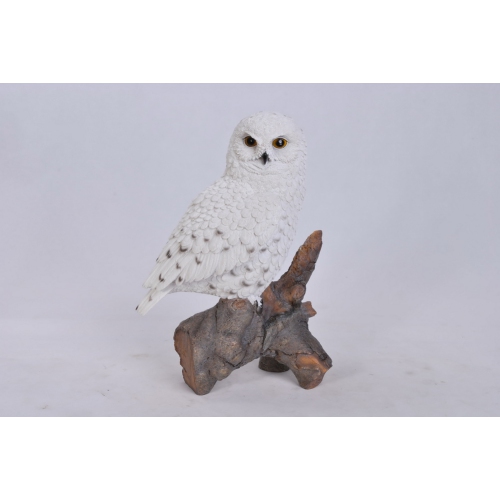 Hi-Line Gift Ltd Snowy Owl On Stump