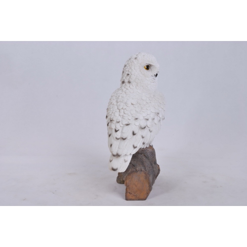 Hi-Line Gift Ltd Snowy Owl On Stump