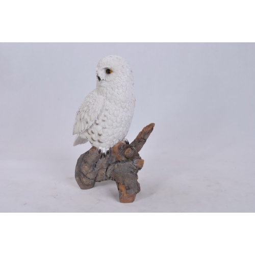 Hi-Line Gift Ltd Snowy Owl On Stump