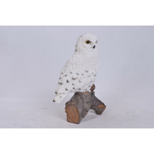 Hi-Line Gift Ltd Snowy Owl On Stump