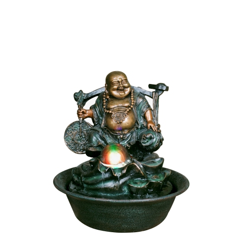 Hi-Line Gift Ltd Fountain-Lucky Buddha with Spinning Ball/RGB LED