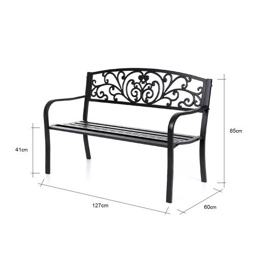 Hi-Line Gift Ltd Garden Bench Black Scroll Backrest 50 Inch Long