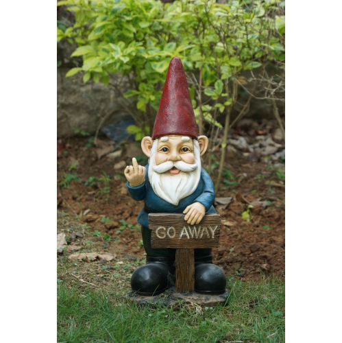 Hi-Line Gift Ltd Gnome Holding A Go Away Sign