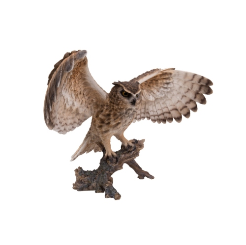 Hi-Line Gift Ltd Eagle Owl On Branch with Wings Out