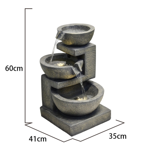 Hi-Line Gift Ltd 3 Bowl Fountain with 2 Warm White LEDs