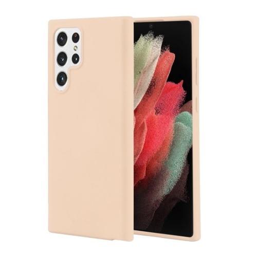 TopSave Goospery Soft Feeling Jelly Silky Slim Bumper Case For Samsung Galaxy S22 Ultra, Pink Sand