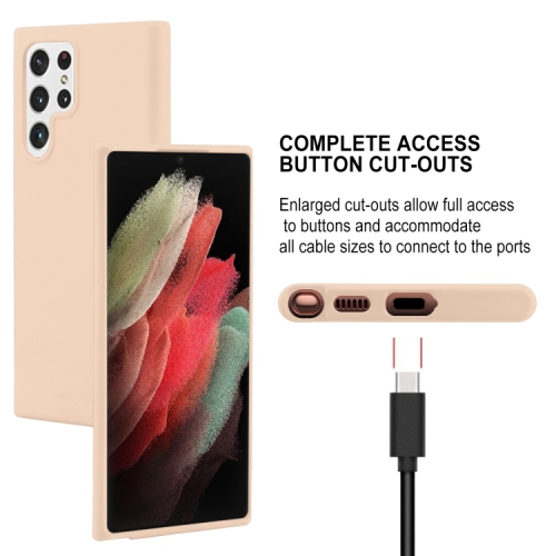 TopSave Goospery Soft Feeling Jelly Silky Slim Bumper Case For Samsung Galaxy S22 Ultra, Pink Sand