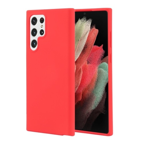 TopSave Goospery Soft Feeling Jelly Silky Slim Bumper Case For Samsung Galaxy S22 Ultra, Red