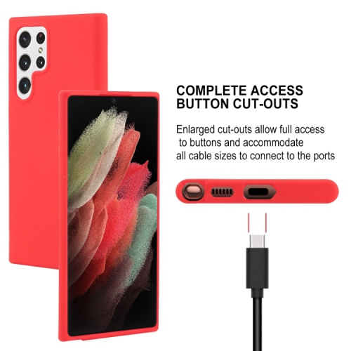 TopSave Goospery Soft Feeling Jelly Silky Slim Bumper Case For Samsung Galaxy S22 Ultra, Red