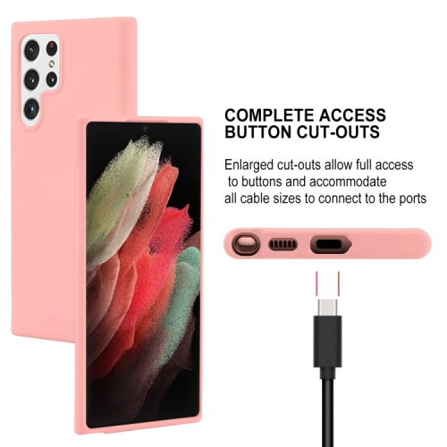 TopSave Goospery Soft Feeling Jelly Silky Slim Bumper Case For Samsung Galaxy S22 Ultra, Pink