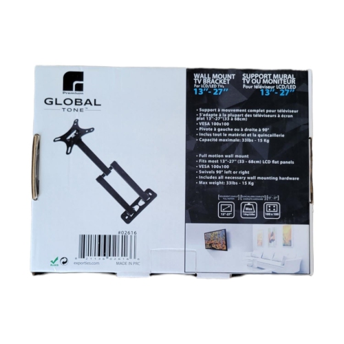 GlobalTone Universal swivel wall mount for TV PLASMA LCD LED 13"-27"