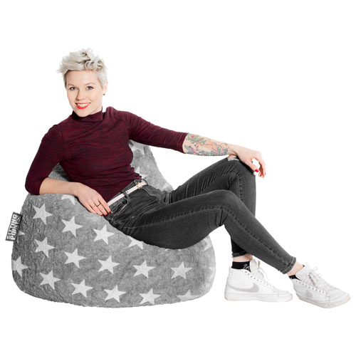 Fauteuil poire contemporain en polyester Fluffy Stars - Gris