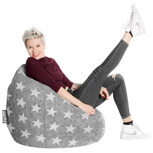 Fauteuil poire contemporain en polyester Fluffy Stars - Gris