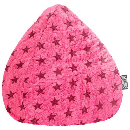 Fluffy Stars Contemporary Polyester Bean Bag – Pink
