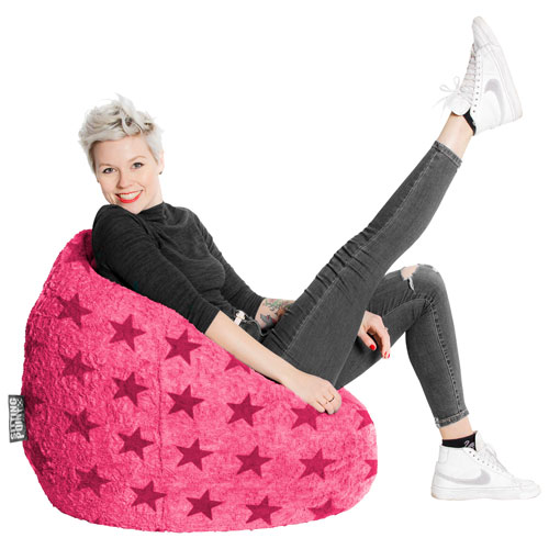 Fauteuil poire contemporain en polyester Fluffy Stars - Rose