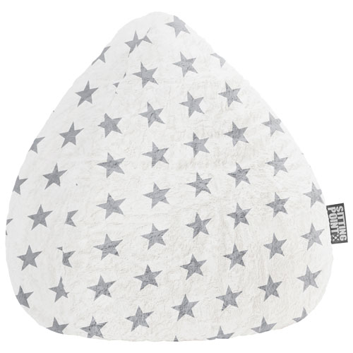 Fluffy Stars Contemporary Polyester Bean Bag – White