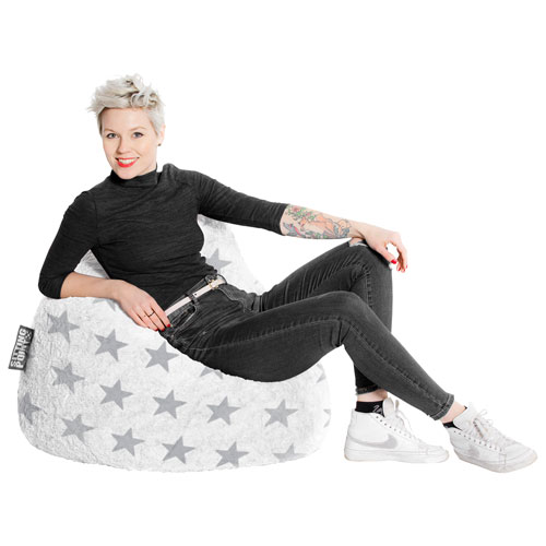Fauteuil poire contemporain en polyester Fluffy Stars - Blanc