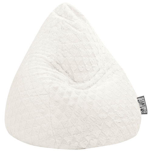 Fluffy Hearts Contemporary Polyester Bean Bag – White