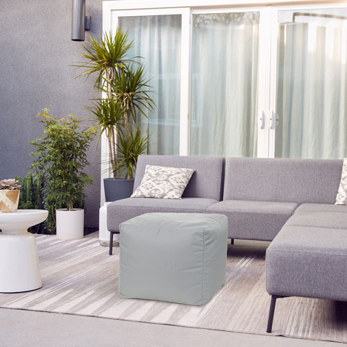 Gouchee Home Cube Soleil Polyester Pouf - Silver