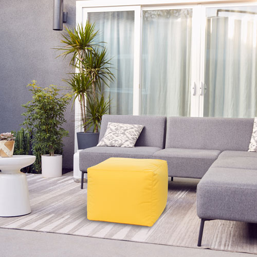Gouchee Home Cube Soleil Polyester Pouf - Yellow