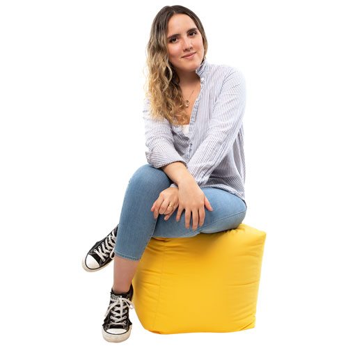 Gouchee Home Cube Soleil Polyester Pouf - Yellow