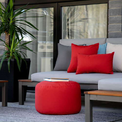 Gouchee Home Soleil Polyester Pouf - Red