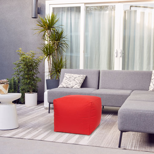Pouf en polyester Cube Soleil de Gouchee Home - Rouge