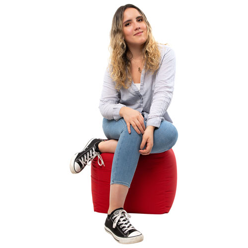 Pouf en polyester Cube Soleil de Gouchee Home - Rouge