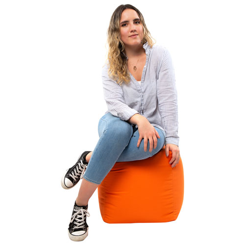 Gouchee Home Cube Soleil Polyester Pouf - Orange