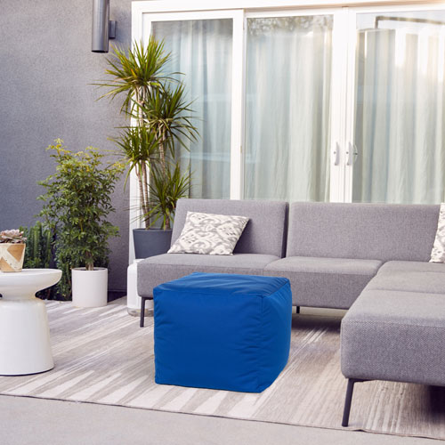 Gouchee Home Cube Soleil Polyester Pouf - Blue