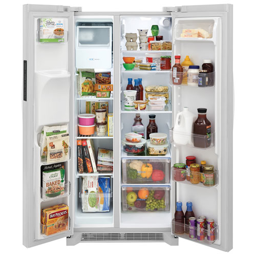 Réfrigérateur à congélateur juxtaposé de 22,3 pi³ et 33 po avec distributeur de glaçons et d'eau de Frigidaire - Blanc