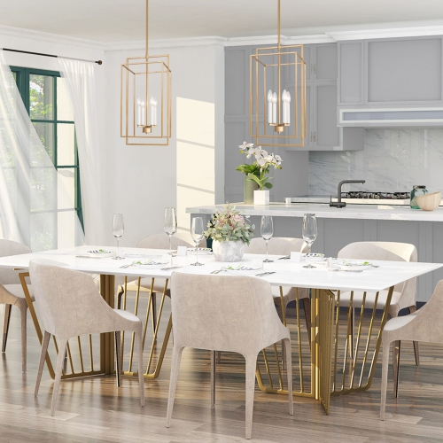 Modern 4-Light Geometric Gold Chandelier