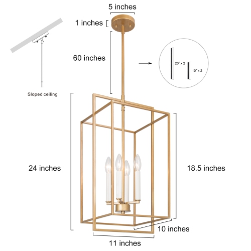 Modern 4-Light Geometric Gold Chandelier