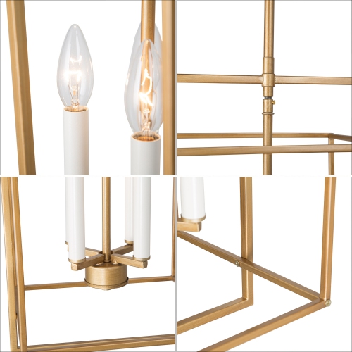Modern 4-Light Geometric Gold Chandelier