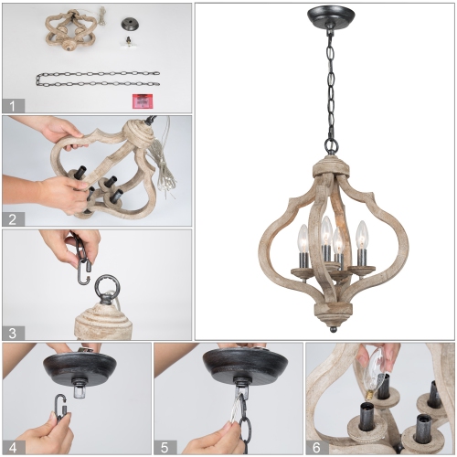 Farmhouse Antique 4-Light Candelabras Chandelier