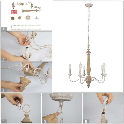 Modern 5-Light French Country Antique Chandelier